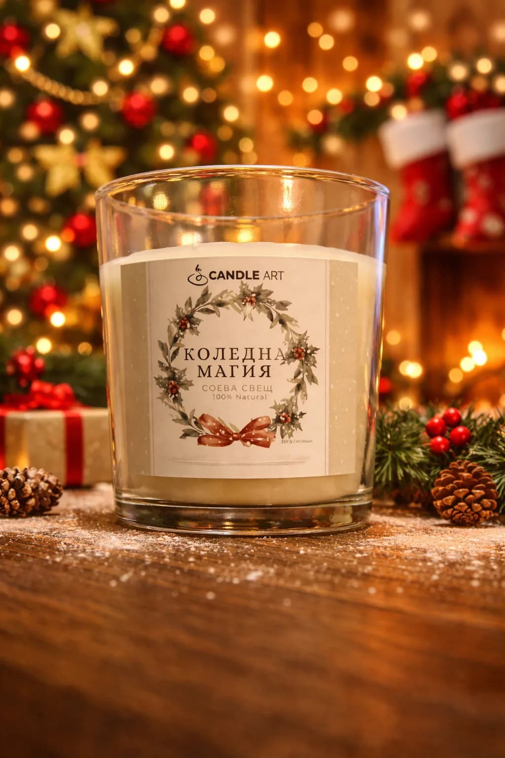 Handmade CandleArt Christmas soy candle