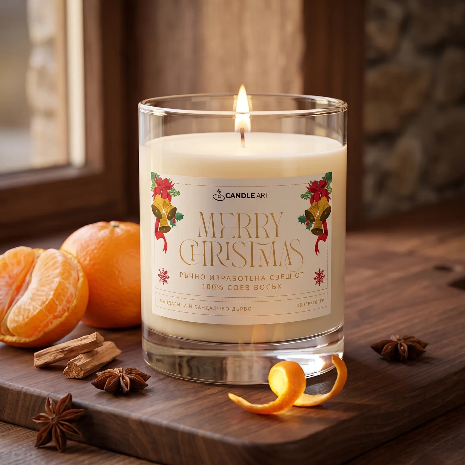 Christmas Candle – Tangerine & Sandalwood